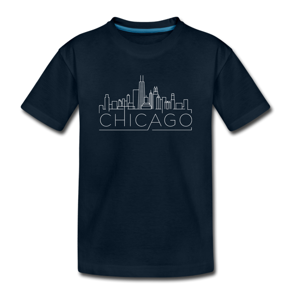 Chicago, Illinois Youth T-Shirt - Skyline Youth Chicago Tee - deep navy