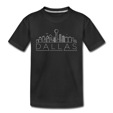 Dallas, Texas Youth T-Shirt - Skyline Youth Dallas Tee - black