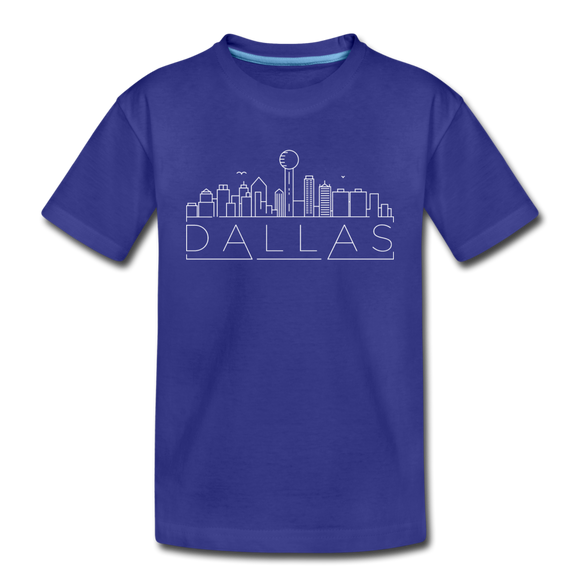 Dallas, Texas Youth T-Shirt - Skyline Youth Dallas Tee - royal blue
