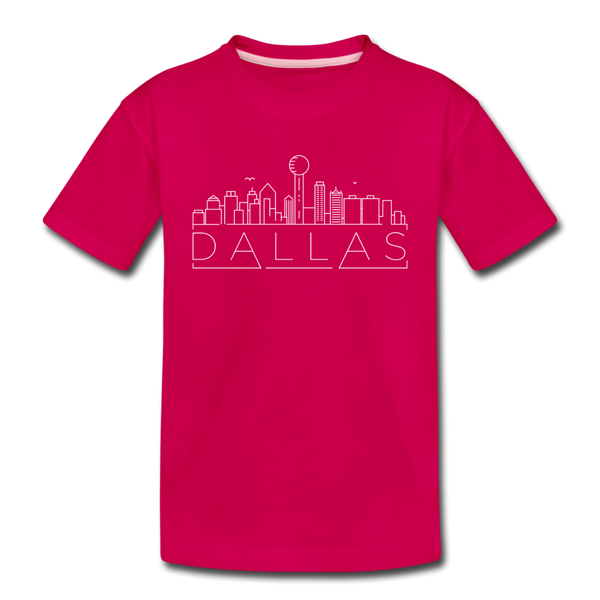 Dallas, Texas Youth T-Shirt - Skyline Youth Dallas Tee - dark pink