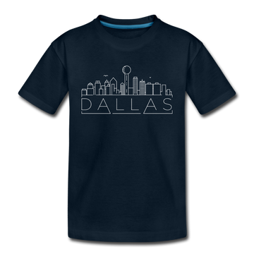 Dallas, Texas Youth T-Shirt - Skyline Youth Dallas Tee - deep navy