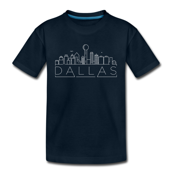 Dallas, Texas Youth T-Shirt - Skyline Youth Dallas Tee - deep navy