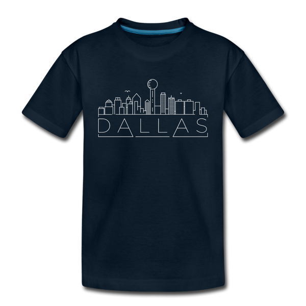 Dallas, Texas Youth T-Shirt - Skyline Youth Dallas Tee - deep navy