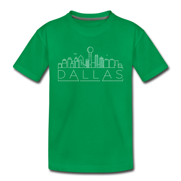 Dallas, Texas Youth T-Shirt - Skyline Youth Dallas Tee - kelly green