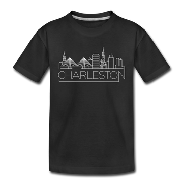 Charleston, South Carolina Youth T-Shirt - Skyline Youth Charleston Tee - black