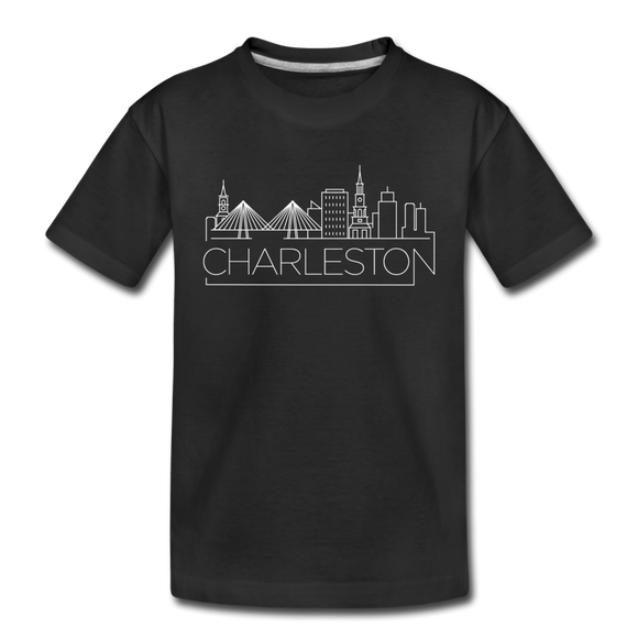 Charleston, South Carolina Youth T-Shirt - Skyline Youth Charleston Tee - black