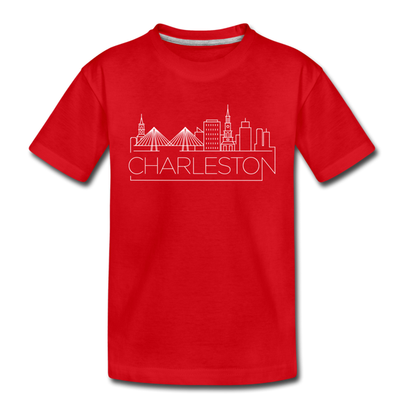 Charleston, South Carolina Youth T-Shirt - Skyline Youth Charleston Tee - red