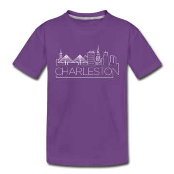 Charleston, South Carolina Youth T-Shirt - Skyline Youth Charleston Tee - purple