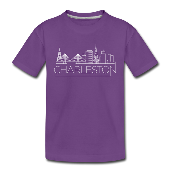 Charleston, South Carolina Youth T-Shirt - Skyline Youth Charleston Tee - purple