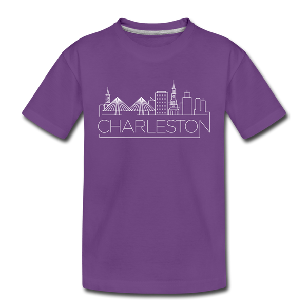 Charleston, South Carolina Youth T-Shirt - Skyline Youth Charleston Tee - purple