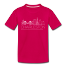 Charleston, South Carolina Youth T-Shirt - Skyline Youth Charleston Tee - dark pink