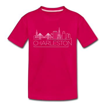 Charleston, South Carolina Youth T-Shirt - Skyline Youth Charleston Tee - dark pink