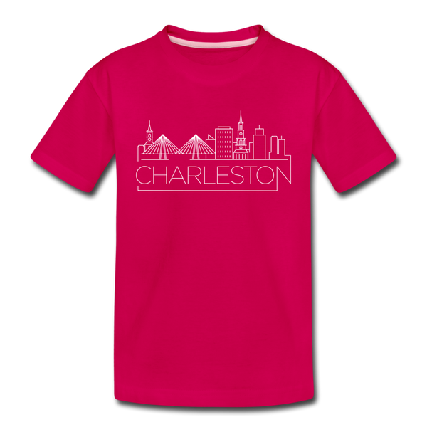 Charleston, South Carolina Youth T-Shirt - Skyline Youth Charleston Tee - dark pink