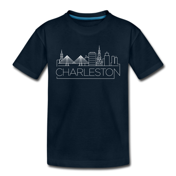 Charleston, South Carolina Youth T-Shirt - Skyline Youth Charleston Tee - deep navy
