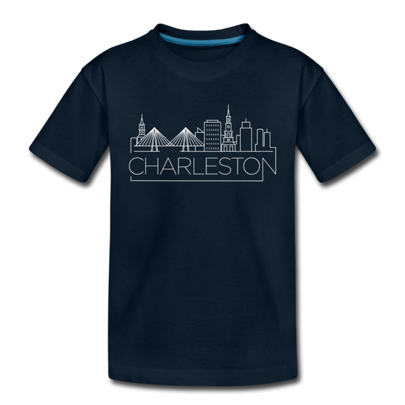 Charleston, South Carolina Youth T-Shirt - Skyline Youth Charleston Tee - deep navy
