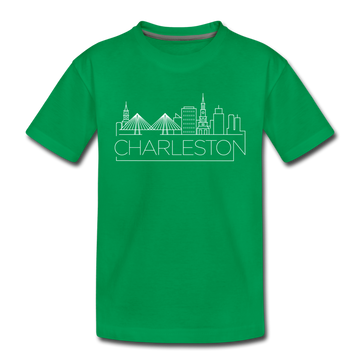Charleston, South Carolina Youth T-Shirt - Skyline Youth Charleston Tee - kelly green