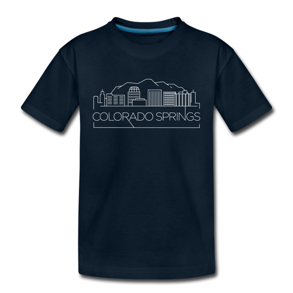 Colorado Springs, Colorado Youth T-Shirt - Skyline Youth Colorado Springs Tee - deep navy