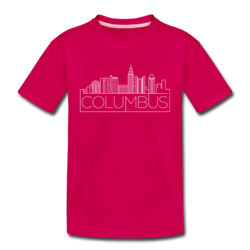 Columbus, Ohio Youth T-Shirt - Skyline Youth Columbus Tee - dark pink