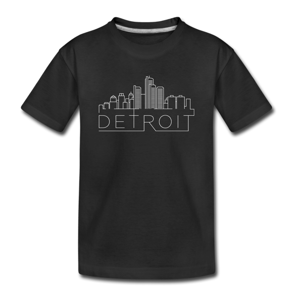 Detroit, Michigan Youth T-Shirt - Skyline Youth Detroit Tee - black