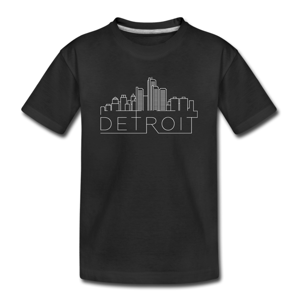 Detroit, Michigan Youth T-Shirt - Skyline Youth Detroit Tee - black