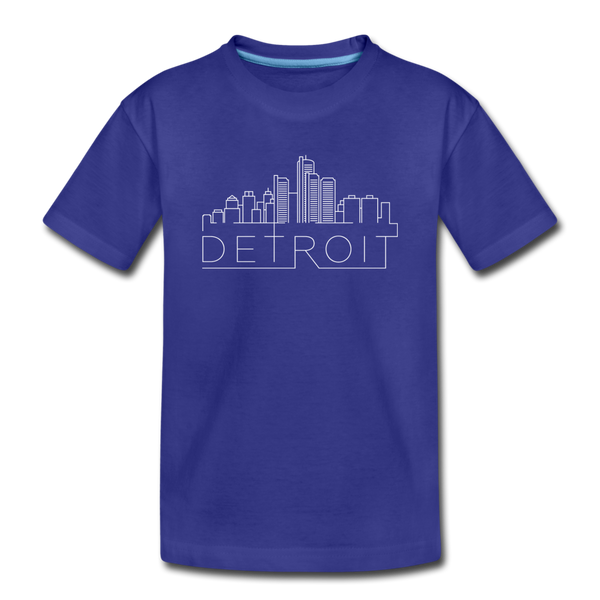 Detroit, Michigan Youth T-Shirt - Skyline Youth Detroit Tee - royal blue