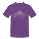 Detroit, Michigan Youth T-Shirt - Skyline Youth Detroit Tee - purple