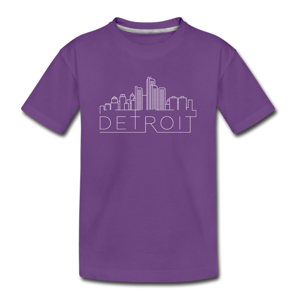 Detroit, Michigan Youth T-Shirt - Skyline Youth Detroit Tee - purple