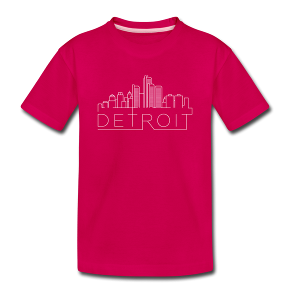 Detroit, Michigan Youth T-Shirt - Skyline Youth Detroit Tee - dark pink