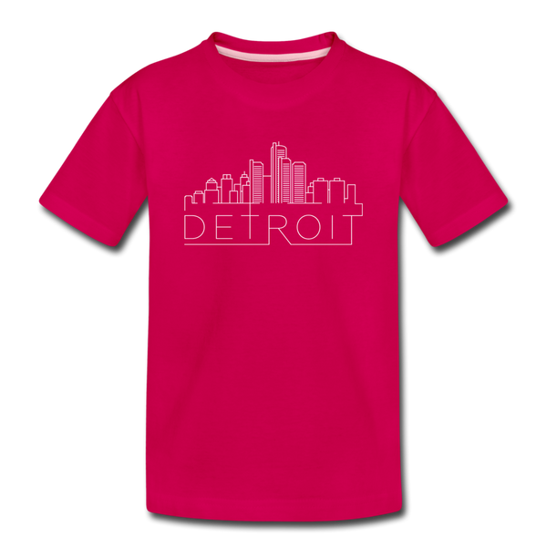 Detroit, Michigan Youth T-Shirt - Skyline Youth Detroit Tee - dark pink