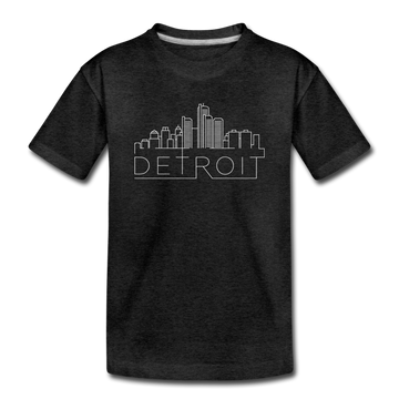 Detroit, Michigan Youth T-Shirt - Skyline Youth Detroit Tee - charcoal gray