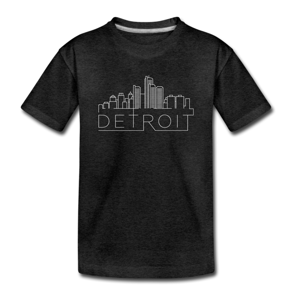 Detroit, Michigan Youth T-Shirt - Skyline Youth Detroit Tee - charcoal gray