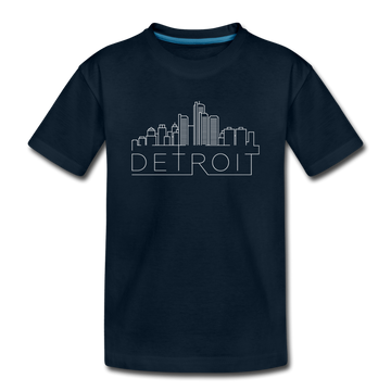 Detroit, Michigan Youth T-Shirt - Skyline Youth Detroit Tee - deep navy
