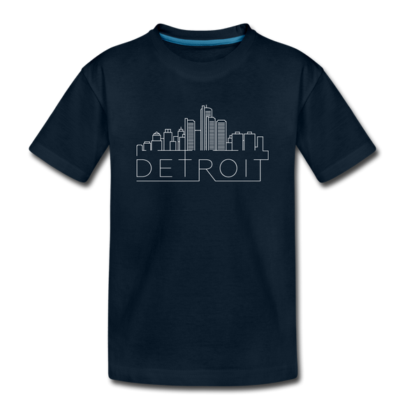 Detroit, Michigan Youth T-Shirt - Skyline Youth Detroit Tee - deep navy
