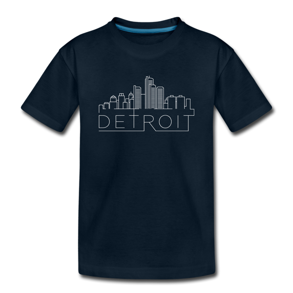 Detroit, Michigan Youth T-Shirt - Skyline Youth Detroit Tee - deep navy