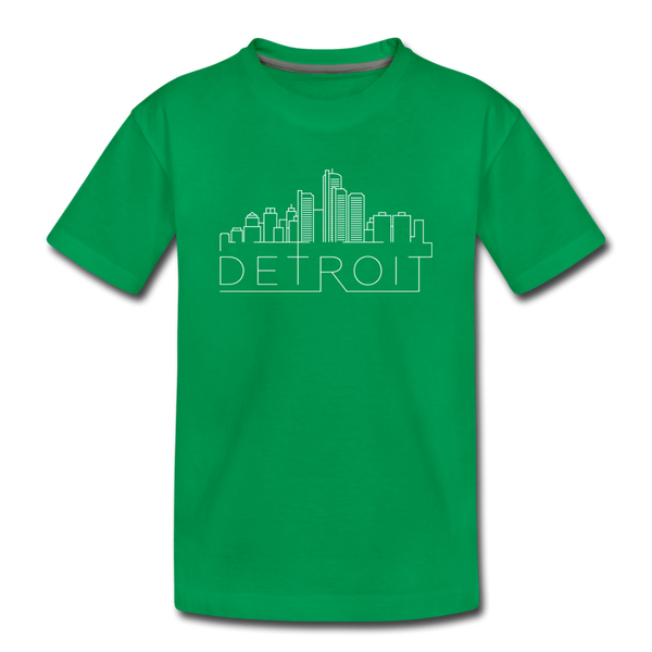 Detroit, Michigan Youth T-Shirt - Skyline Youth Detroit Tee - kelly green