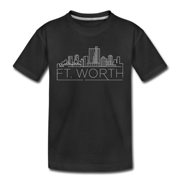 Fort Worth, Texas Youth T-Shirt - Skyline Youth Fort Worth Tee - black