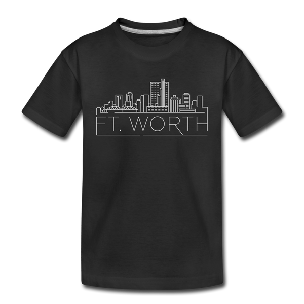 Fort Worth, Texas Youth T-Shirt - Skyline Youth Fort Worth Tee - black