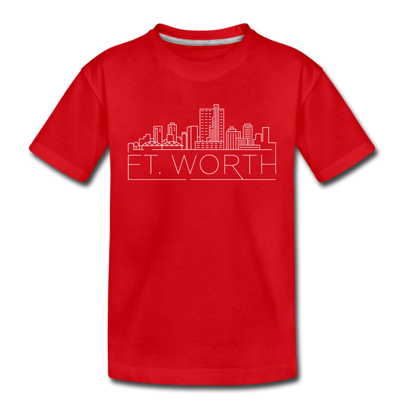 Fort Worth, Texas Youth T-Shirt - Skyline Youth Fort Worth Tee - red