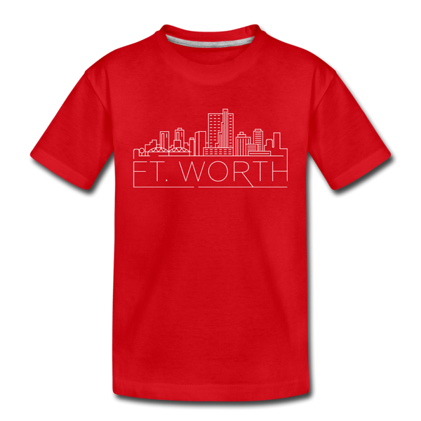 Fort Worth, Texas Youth T-Shirt - Skyline Youth Fort Worth Tee - red