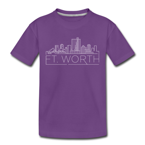 Fort Worth, Texas Youth T-Shirt - Skyline Youth Fort Worth Tee - purple