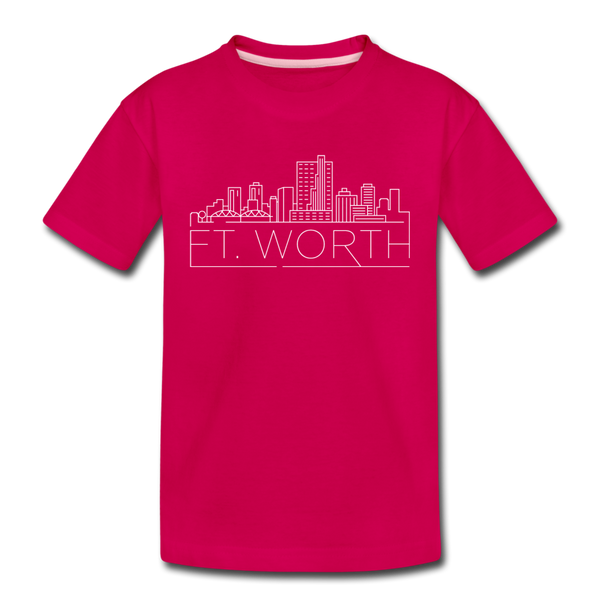 Fort Worth, Texas Youth T-Shirt - Skyline Youth Fort Worth Tee - dark pink