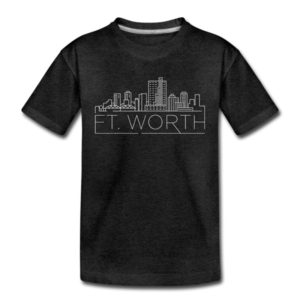 Fort Worth, Texas Youth T-Shirt - Skyline Youth Fort Worth Tee - charcoal gray
