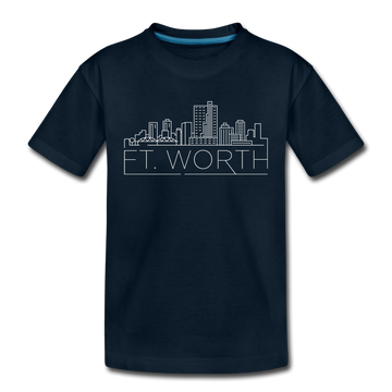 Fort Worth, Texas Youth T-Shirt - Skyline Youth Fort Worth Tee - deep navy