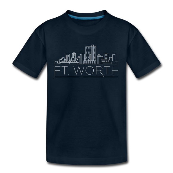 Fort Worth, Texas Youth T-Shirt - Skyline Youth Fort Worth Tee - deep navy