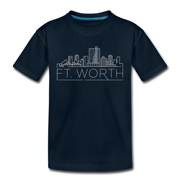 Fort Worth, Texas Youth T-Shirt - Skyline Youth Fort Worth Tee - deep navy
