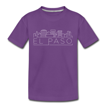El Paso, Texas Youth T-Shirt - Skyline Youth El Paso Tee - purple