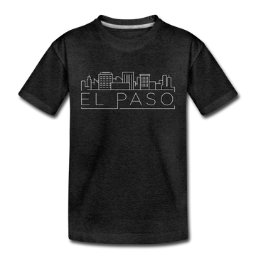 El Paso, Texas Youth T-Shirt - Skyline Youth El Paso Tee - charcoal gray