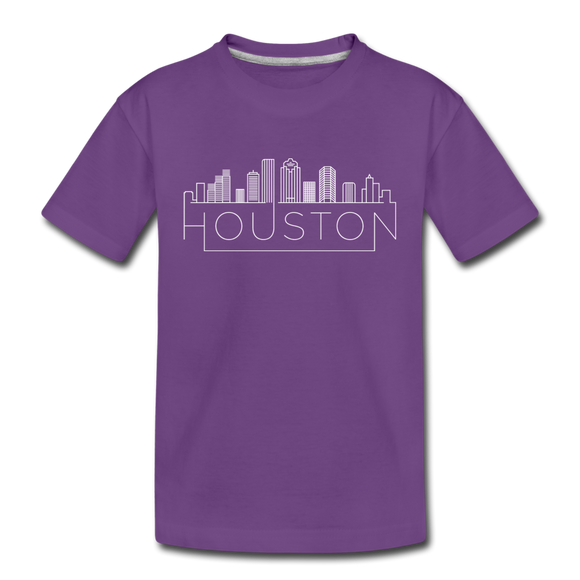 Houston, Texas Youth T-Shirt - Skyline Youth Houston Tee - purple