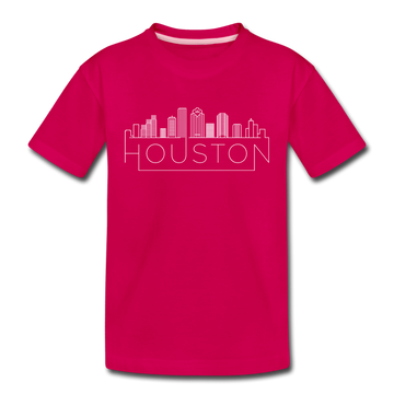Houston, Texas Youth T-Shirt - Skyline Youth Houston Tee - dark pink