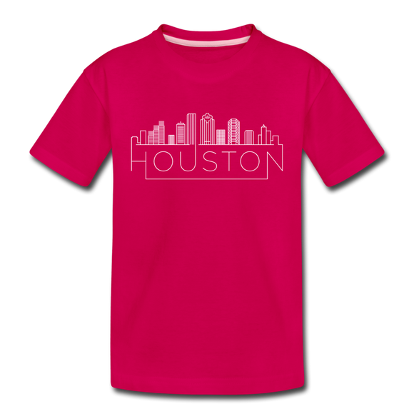 Houston, Texas Youth T-Shirt - Skyline Youth Houston Tee - dark pink